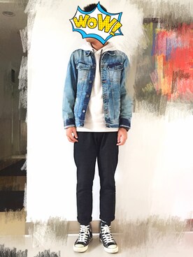 「PULL&BEAR（プルアンドベア）のアイテム（デニムジャケット）」を使った、天马行空豪豪君さん（メンズ・167cm）の秋コーディネート