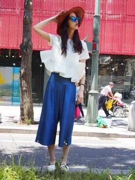 「GALLERIE（ギャレリー）のアイテム（Tシャツ/カットソー）」を使った、Shizuka  Taniguchiさん（レディース・174cm）の春コーディネート