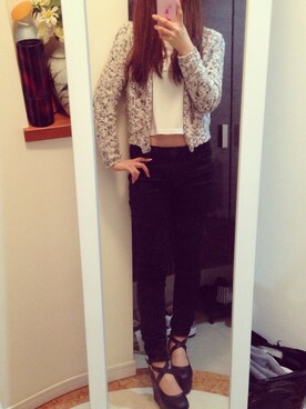 「EMODA（エモダ）のアイテム（その他アウター、ホワイト系）」を使った、kumiさん（レディース・160cm）の春コーディネート