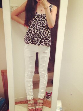 「FOREVER 21（フォーエバー トゥエンティーワン）のアイテム（キャミソール、ホワイト系）」を使った、kumiさん（レディース・160cm）の春コーディネート