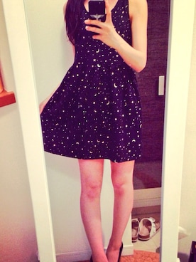 「Amavel（アマベル）のアイテム（ワンピース、ブラック系）」を使った、kumiさん（レディース・160cm）の春コーディネート