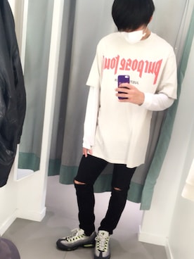 「アイテム（その他小物、パープル系）」を使った、RYOさん（メンズ・174cm）の冬コーディネート