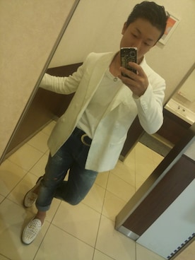 「PYGのアイテム（トップス、ホワイト系）」を使った、Ryo Yokotaさん（メンズ・162cm）の夏コーディネート