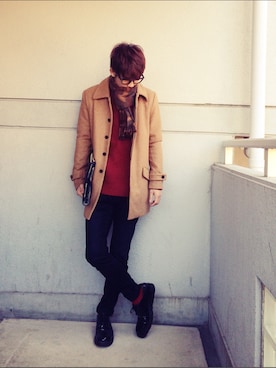 「アイテム（クラッチバッグ、その他）」を使った、com.さん（メンズ・170cm）の冬コーディネート