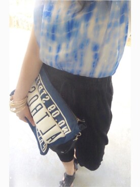 「FOREVER 21（フォーエバー トゥエンティーワン）のトップス（Tシャツ/カットソー、ブルー系）」を使った、AKARIさん（レディース・153cm）の夏コーディネート