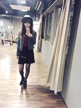 「A land（エーランド）のアイテム（帽子）」を使った、JamilaWさん（レディース・171cm）の冬コーディネート