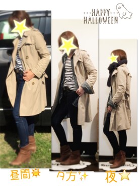 「ハロウィン」｜「アイテム（トレンチコート）」を使った、Kei❤︎さん（レディース・161cm）の秋コーディネート