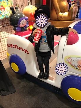 「JOEY HYSTERIC（ジョーイヒステリック）のアイテム（帽子）」を使った、yuuuさん（キッズ・90cm）の秋コーディネート