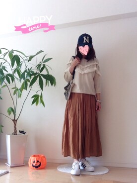 「JACKROSE（ジャックローズ）のアイテム（キャップ）」を使った、kozumiさん（レディース・161cm）の秋コーディネート