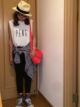 「BORNY（ボルニー）のアイテム（パンツ）」を使った、ニモさん（レディース・159cm）の夏コーディネート