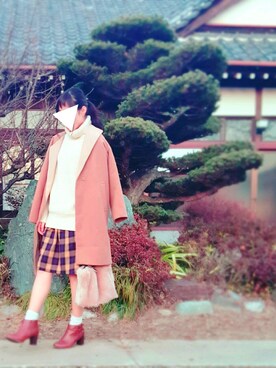 「ehka sopo（エヘカソポ）のアイテム（ブーティ）」を使った、AKARIさん（レディース・163cm）の冬コーディネート