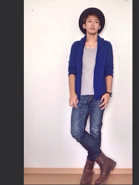 「ニットカーディガン」｜AKIさん（メンズ・165cm・20代）の秋コーディネート
