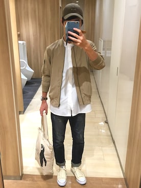 「SEVENDAYS=SUNDAY（セブンデイズサンデイ）のアイテム（MA-1）」を使った、mackeyさん（メンズ・174cm）の秋コーディネート