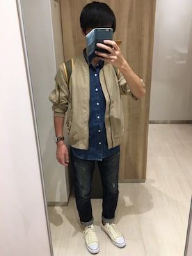 「SEVENDAYS=SUNDAY（セブンデイズサンデイ）のアイテム（MA-1）」を使った、mackeyさん（メンズ・174cm）の秋コーディネート