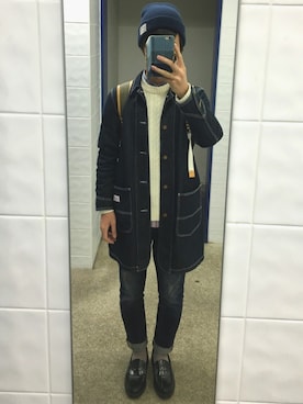 「JEANS MATE（ジーンズメイト）のアイテム（ニットキャップ/ビーニー）」を使った、mackeyさん（メンズ・174cm）の秋コーディネート
