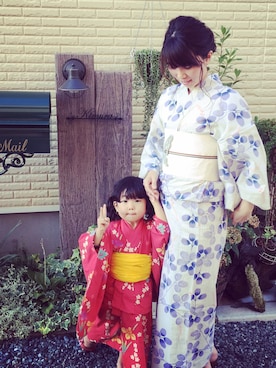 「ふりふ（フリフ）のアイテム（浴衣、ホワイト系）」を使った、kanonさん（レディース・155cm）の夏コーディネート