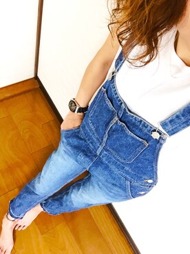 「切りっぱなし」｜「アイテム（サロペット/オーバーオール）」を使った、chan'makiさん（レディース・164cm）の夏コーディネート