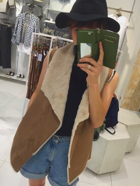 「ラビットファー」｜「アイテム（帽子）」を使った、chan'makiさん（レディース・164cm）の秋コーディネート