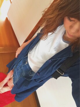 「ラグランTシャツ」｜「アイテム（デニムジャケット）」を使った、chan'makiさん（レディース・164cm）の秋コーディネート