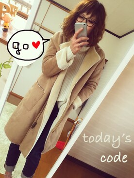 「ゆるニット」｜「アイテム（ノーカラージャケット）」を使った、chan'makiさん（レディース・164cm）の冬コーディネート