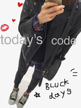 「ゆるニット」｜「アイテム（ライダースジャケット）」を使った、chan'makiさん（レディース・164cm）の冬コーディネート