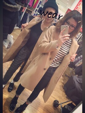 「双子コーデ」｜「アイテム（ノーカラージャケット）」を使った、chan'makiさん（レディース・164cm）の冬コーディネート