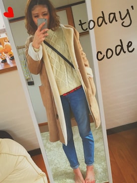 「センター分け」｜「アイテム（ムートンコート）」を使った、chan'makiさん（レディース・164cm）の冬コーディネート