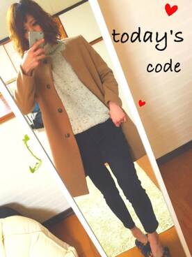 「ゆるニット」｜「アイテム（ノーカラージャケット）」を使った、chan'makiさん（レディース・164cm）の冬コーディネート