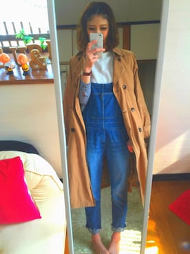 「カットオフ」｜「アイテム（オールインワン・サロペット）」を使った、chan'makiさん（レディース・164cm）の冬コーディネート