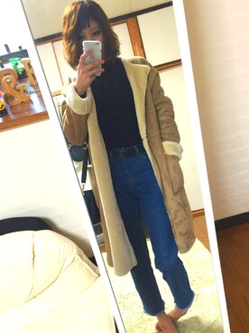 「仕事コーデ」｜「アイテム（ノーカラージャケット）」を使った、chan'makiさん（レディース・164cm）の冬コーディネート