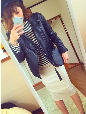 「ラウンドバッグ」｜「アイテム（ジャケット/アウター）」を使った、chan'makiさん（レディース・164cm）の秋コーディネート