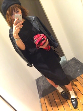 「ひざ丈スカート」｜「アイテム（ハンチング/ベレー帽）」を使った、chan'makiさん（レディース・164cm）の冬コーディネート