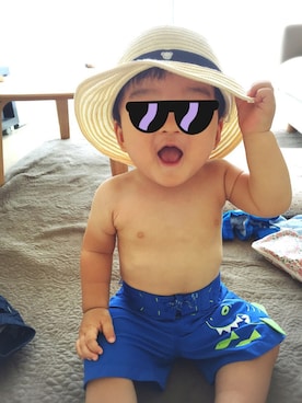 「Familiar （ファミリア）のアイテム（帽子）」を使った、yuさん（キッズ・80cm）の夏コーディネート