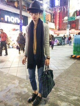 「passage mignon/flaneur（パサージュミニョンフラヌール）のアイテム」を使った、ChenHsinFuさん（メンズ・170cm）の冬コーディネート