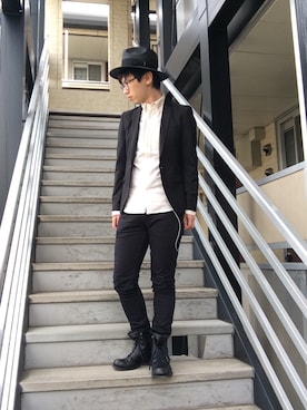 「KNOWLEDGEのアイテム（ハット）」を使った、ミフネさん（メンズ・172cm）の春コーディネート