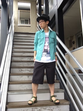 「KNOWLEDGEのアイテム（ハット）」を使った、ミフネさん（メンズ・172cm）の夏コーディネート
