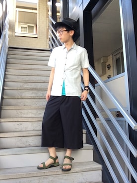 「KNOWLEDGEのアイテム（ハット）」を使った、ミフネさん（メンズ・172cm）の夏コーディネート