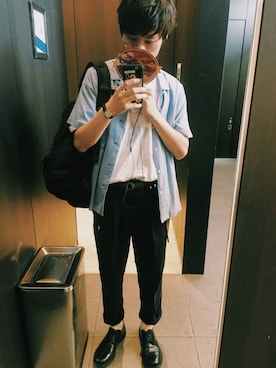 「OLIVER PEOPLES」｜「アイテム（スラックス）」を使った、sotaさん（メンズ・182cm）の夏コーディネート