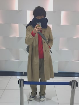 「YAECA」｜「アイテム（ステンカラーコート）」を使った、sotaさん（メンズ・182cm）の秋コーディネート