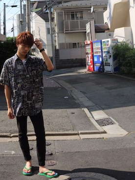 「POLO RALPH LAUREN（ポロ ラルフ ローレン）のアイテム（サンダル）」を使った、おーかわら   ゆうさん（メンズ・171cm）の夏コーディネート