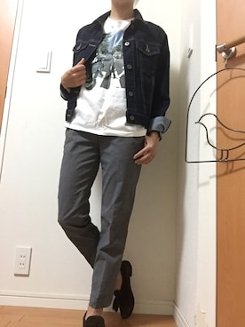「グラニフ」｜「アイテム（デニムジャケット）」を使った、すーさん（レディース・152cm）の秋コーディネート