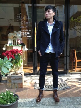 「plain-me（プレインミー）のアイテム」を使った、Frankie Huさん（メンズ・179cm）の春コーディネート