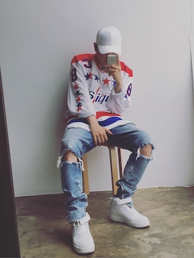 「NHL」｜「アイテム（ジャージ）」を使った、jayjoonkimさん（メンズ・177cm）の夏コーディネート
