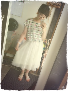 「UNIQLO Tシャツ」｜「アイテム（スカート）」を使った、asuka☺︎さん（レディース・149cm）の夏コーディネート