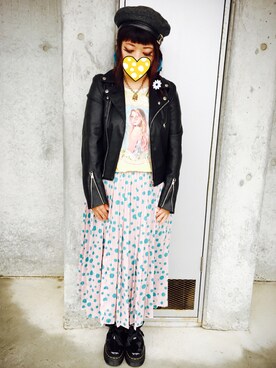 「RNA」｜「アイテム（ライダースジャケット）」を使った、judieさん（レディース・148cm）の秋コーディネート