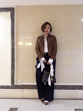 「MANGO（マンゴ）のアイテム（ブルゾン）」を使った、misshuangさん（レディース・165cm）の春コーディネート