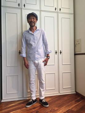 「SCOTCH & SODA（スコッチ アンド ソーダ）のアイテム（キャスケット）」を使った、藤浦和吉さん（メンズ・180cm）の秋コーディネート