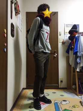 「Dr. Martens（ドクターマーチン）のDr.Martens (ドクターマーチン)/1461 3EYE GIBSON SHOES（その他シューズ）」を使った、Tetsuさん（メンズ・179cm）の冬コーディネート