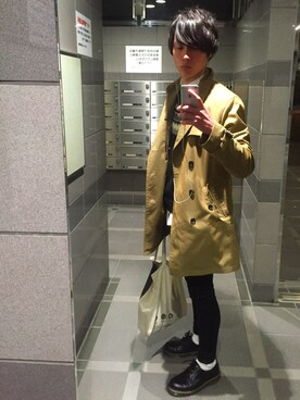 「Dr. Martens（ドクターマーチン）のDr.Martens (ドクターマーチン)/1461 3EYE GIBSON SHOES（その他シューズ）」を使った、Tetsuさん（メンズ・179cm）の冬コーディネート
