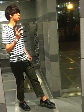 「Dr. Martens（ドクターマーチン）のDr.Martens (ドクターマーチン)/1461 3EYE GIBSON SHOES（その他シューズ）」を使った、Tetsuさん（メンズ・180cm）の春コーディネート